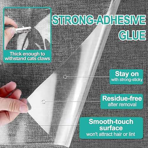 Lovinch [Thicken Vinyl] Anti Cat Scratch Furniture Protector, Single-Sided Sticky Couch Protector for Cats, Flexible Couch Corner Guard Under Cats Claw, Cat Scratch Deterrent Tape-(160" x 12.4") - Image 3