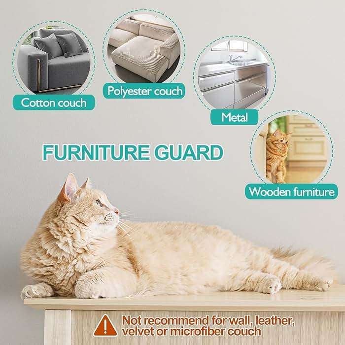 Lovinch [Thicken Vinyl] Anti Cat Scratch Furniture Protector, Single-Sided Sticky Couch Protector for Cats, Flexible Couch Corner Guard Under Cats Claw, Cat Scratch Deterrent Tape-(160" x 12.4") - Image 6
