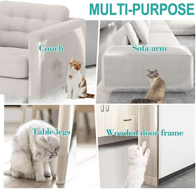 Lovinch [Thicken Vinyl] Anti Cat Scratch Furniture Protector, Single-Sided Sticky Couch Protector for Cats, Flexible Couch Corner Guard Under Cats Claw, Cat Scratch Deterrent Tape-(160" x 12.4") - Image 7
