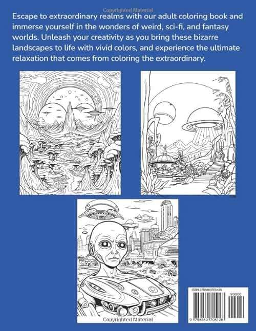 Weird Worlds Coloring Book for Grownups: Escape to Enigmatic Realms - A Sci-Fi and Fantasy Coloring Odyssey for Adults - Image 2