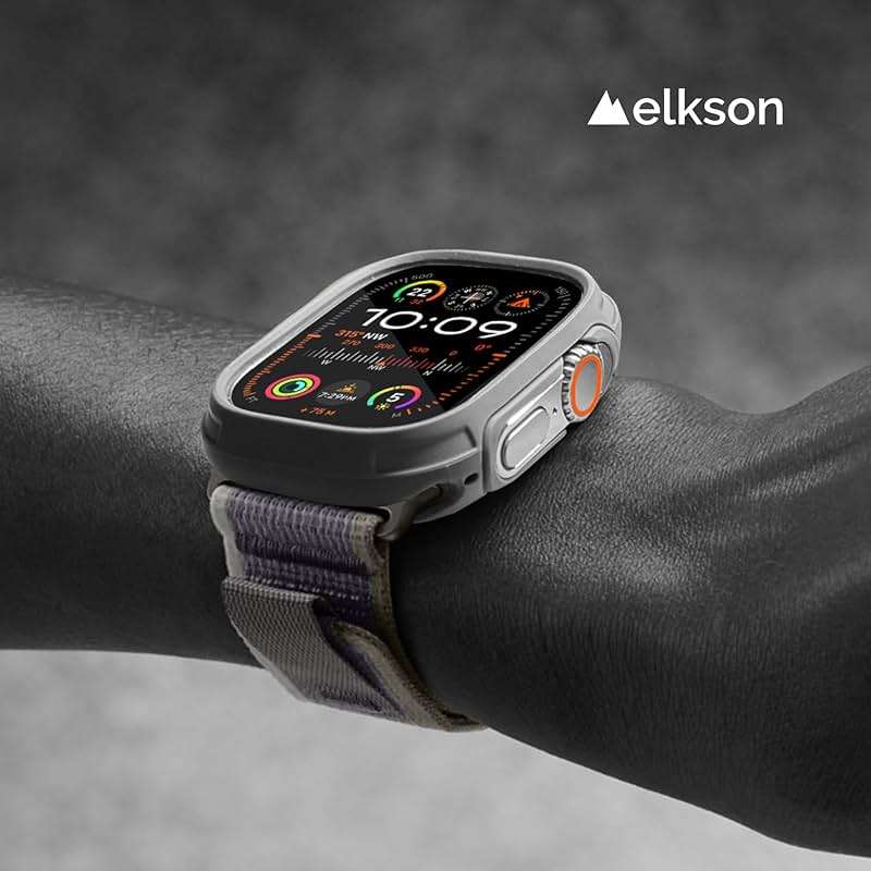elkson for 49mm Apple Watch Ultra 3/2/1 Bumper Case with Screen Protector Tempered Glass, Quattro Max Series Rugged for iWatch, Military Grade Durable Protective Cover, Flexible Shockproof, Starlight - Image 4