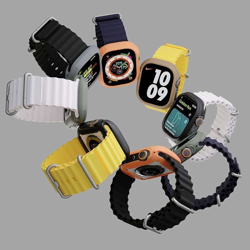 elkson for 49mm Apple Watch Ultra 3/2/1 Bumper Case with Screen Protector Tempered Glass, Quattro Max Series Rugged for iWatch, Military Grade Durable Protective Cover, Flexible Shockproof, Starlight - Image 5