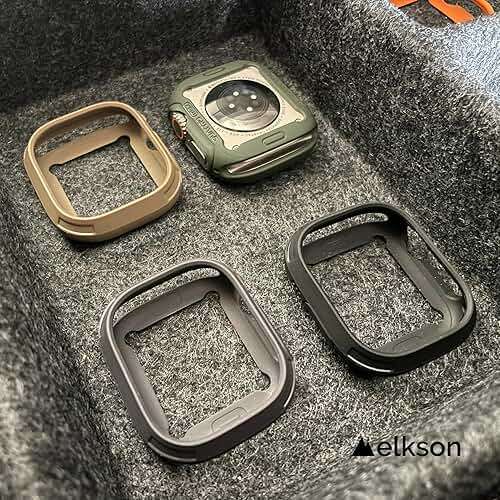 elkson for 49mm Apple Watch Ultra 3/2/1 Bumper Case with Screen Protector Tempered Glass, Quattro Max Series Rugged for iWatch, Military Grade Durable Protective Cover, Flexible Shockproof, Starlight - Image 6