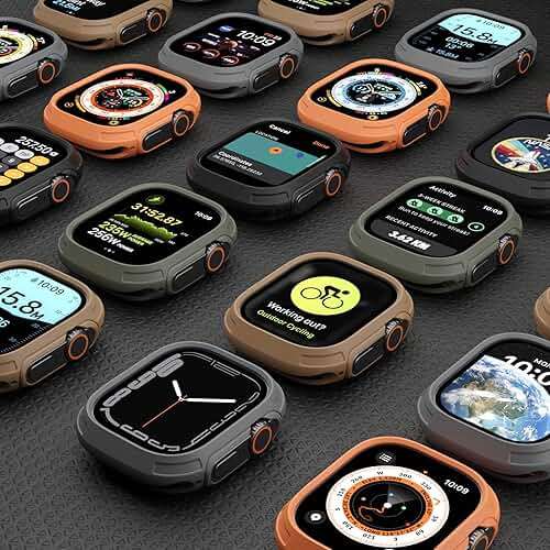 elkson for 49mm Apple Watch Ultra 3/2/1 Bumper Case with Screen Protector Tempered Glass, Quattro Max Series Rugged for iWatch, Military Grade Durable Protective Cover, Flexible Shockproof, Starlight - Image 7