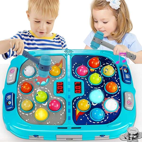 Whack Game Mole for Toddlers, Toys for 3-12 Year Old Boys Girls, Pounding Toys for Age 3-8, Birthday Gifts for 3 4 5 6 7 8+ Year Old Boys Kids, Educational Toy with Sound,Light,PK Mode with 2 Hammers - Image 7