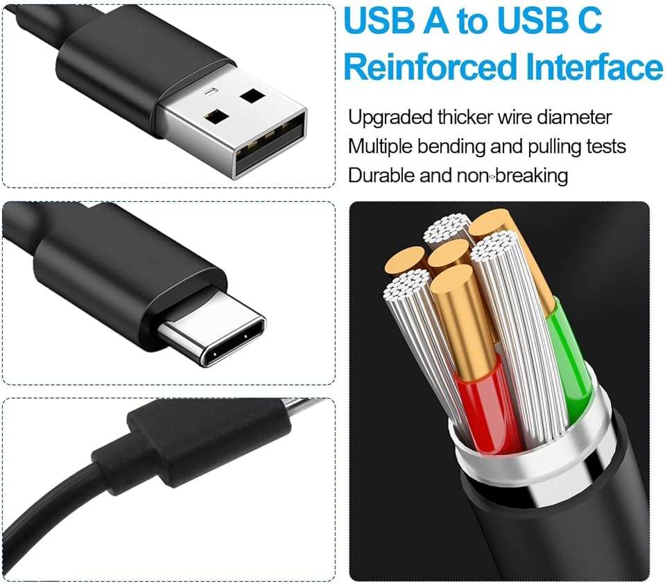 USB C Charger Cable for TOZO HT2 T20 T9 T10 T12 Pro G1 NC9 Hybrid NC2 NC7 A1 A2 Mini True Bluetooth Wireless Earphones, USB A to Type C Replacement Fast Charging Cable (0.5m) - Image 6