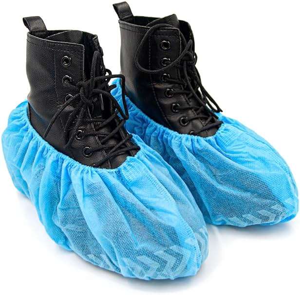 FancyStyle Shoe Covers 200 Pack Disposable Blue Boot & Shoe Covers. Reusable Premium Durable Booties with Non Slip Treads - Image 2