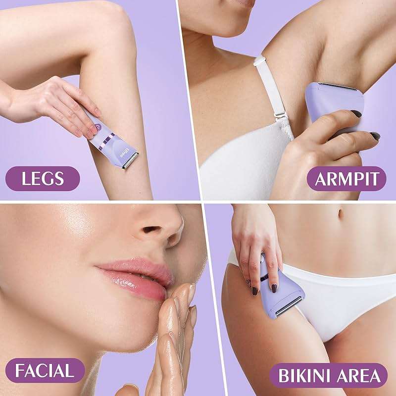 Ufree Bikini Trimmer Electric Razors for Women, Ceramic Blade Body Hair Trimmer, IPX7 Waterproof Rechargeable Lady Shaver, Personal Groomer for Legs & Pubic Hair, Gifts for Women, Purple - Image 3