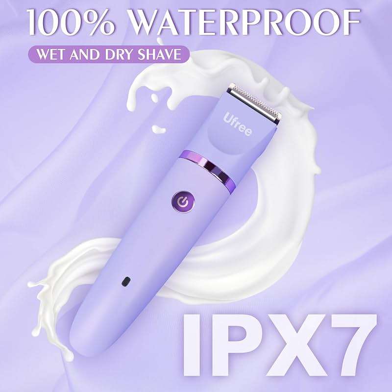 Ufree Bikini Trimmer Electric Razors for Women, Ceramic Blade Body Hair Trimmer, IPX7 Waterproof Rechargeable Lady Shaver, Personal Groomer for Legs & Pubic Hair, Gifts for Women, Purple - Image 5