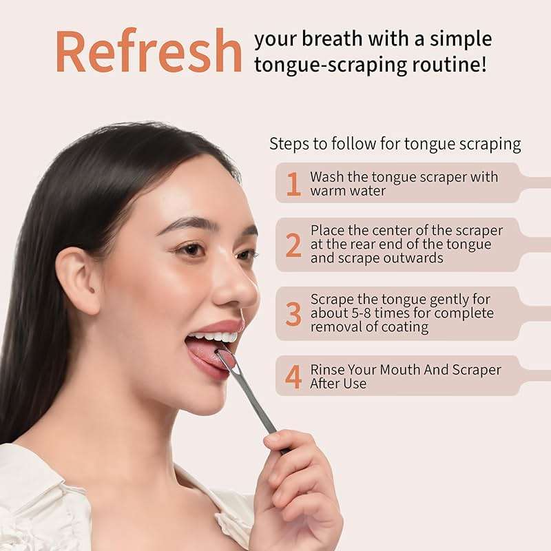 MasterMedi Tongue Scraper for Adults, 100% Stainless Steel Tongue Scrubber for Bad Breath, Easy to Use, Tongue Cleaner for Oral Care & Hygiene (SPTC-1|with Case) - Image 6