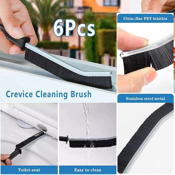 Crevice Cleaning Brush 12-Pack - Heavy Duty Hard Bristle Gap Brush for Deep Cleaning - Ultra-Thin Window Track Cleaning Tool for Shower Grout, Sliding Doors, Baseboards & Auto Detailing - Image 3