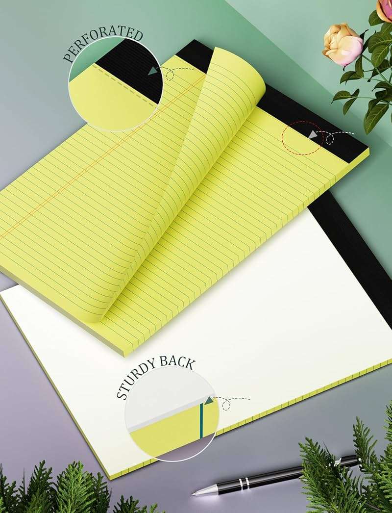 Aidunmis 6 Pack Yellow Legal Pads 8.5 x 11 College Ruled Lined Writing Note Pads 8.5 x 11 Narrow Ruled Yellow Paper Pads Legal Pad 8.5x11 Pads of Paper 30 Sheets Writing Pad Legal Notepads 8.5x11 - Image 4