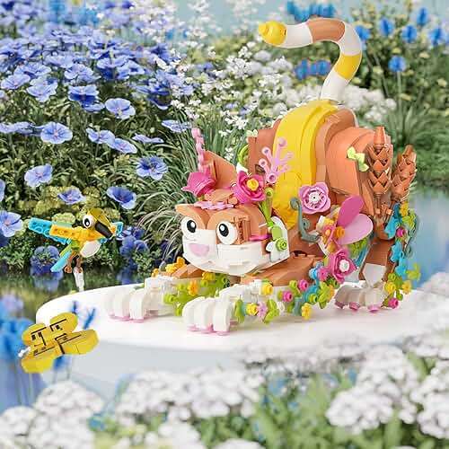 JOJO&Peach Cat and Flower Building Toy Set for Girls, Animals Plant Model Ideas Birthday Gift for Women Adults Teens Girlfriend Mom Wife Age 8 9 10 11 12+ (1038 Pieces) - Image 2