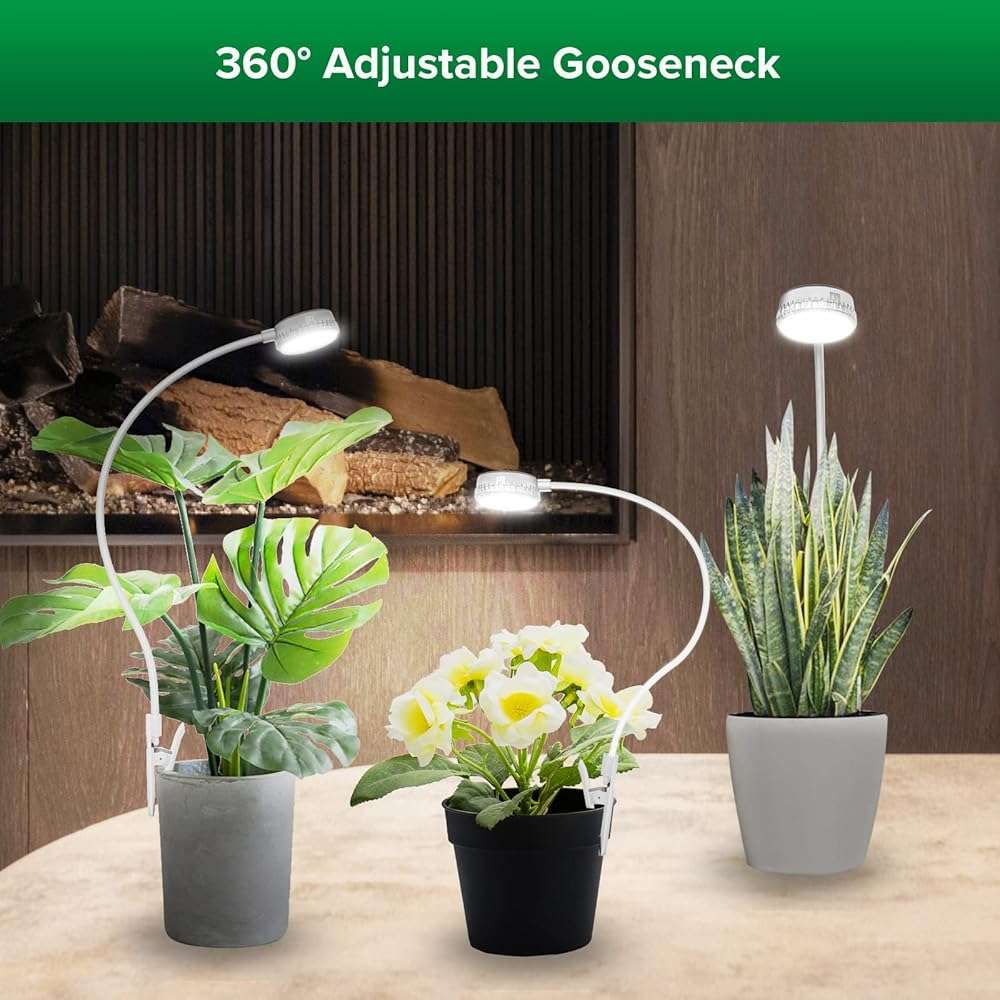 SANSI Grow Lights for Indoor Plants, ETL Listed Pot Clip LED Plant Lights for Indoor Growing, Full Spectrum, 4-Level Dimmable, Auto On Off 3 6 12 Hrs Timer for Small Plants, Garden White 5V 2-Pack - Image 2