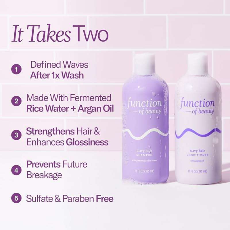 Function of Beauty Wavy Hair Shampoo & Conditioner Set - Sulfate-Free Shampoo & Conditioner Duo for Natural Wavy Texture - Lightweight, Anti-Frizz, Strengthening & Hydrating - Hair Care Products - Image 3
