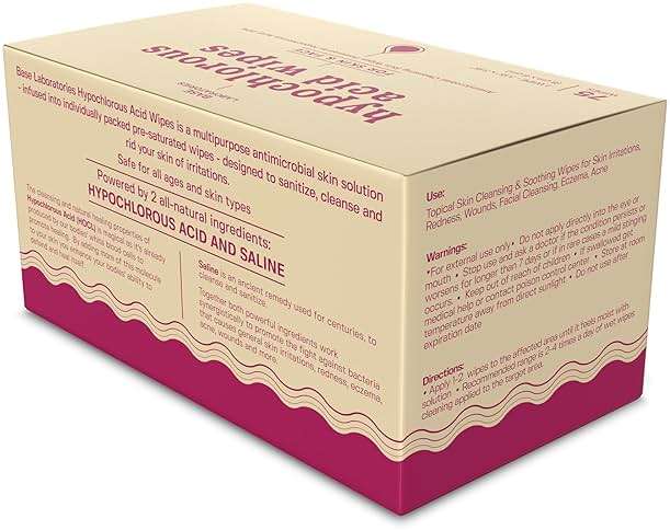 BASE LABORATORIES Hypochlorous Acid Wipes for Face & Skin - Facial Cleansing and Daily Skin Repair Hypochlorous Acid Wipes - for Sensitive Skin, Redness, Irritations, Eczema - 75 Wipes - Image 7