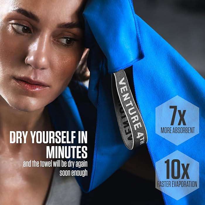 VENTURE 4TH Quick Dry Towel. Microfiber Travel Towel Ideal for Camping, Hiking, Backpacking, Gym. Lightweight & Fast Drying Travel Towels for Body. Compact & Easy to Pack - Blue Medium - Image 5