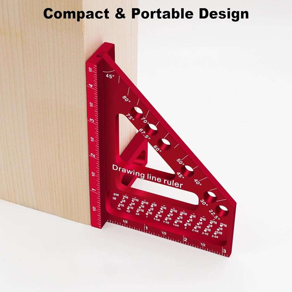 ViewReal Premium Carpenter Square Hole Scribing Ruler Woodworking Square 22.5-90 Degree Measuring Ruler with Angle Pin,Versatile Multi Angle Square for Woodworking, Engineering, and Construction - Image 7