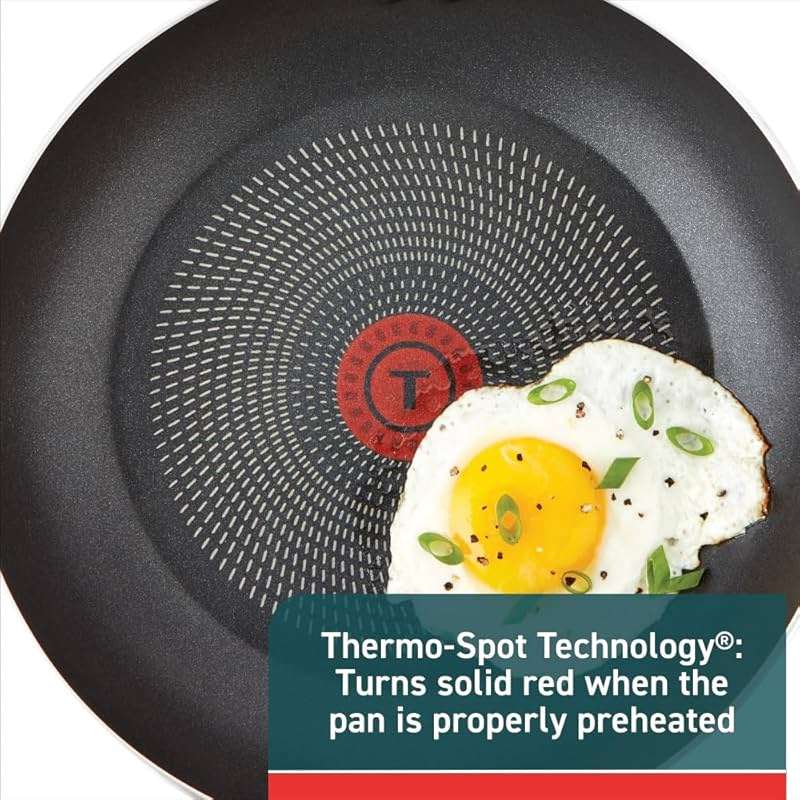 T-fal Initiatives Nonstick Cookware Set 6 Piece Oven Safe 350F Cookware, Pots and Pans, Oven, Broil, Dishwasher Safe Gray - Image 4
