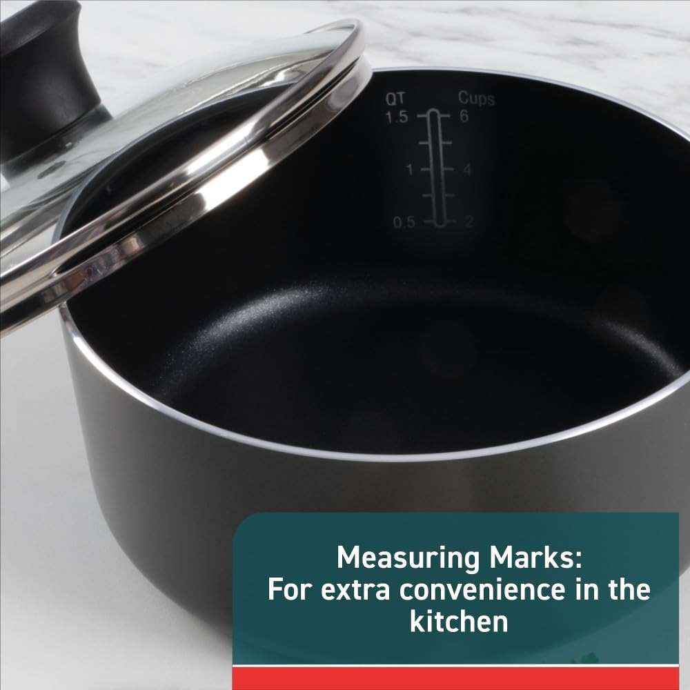 T-fal Initiatives Nonstick Cookware Set 6 Piece Oven Safe 350F Cookware, Pots and Pans, Oven, Broil, Dishwasher Safe Gray - Image 6