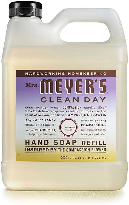 MRS. MEYER'S CLEAN DAY Hand Soap Refill, Compassion Flower Scent, 33 Fl Oz Bottle - Image 1
