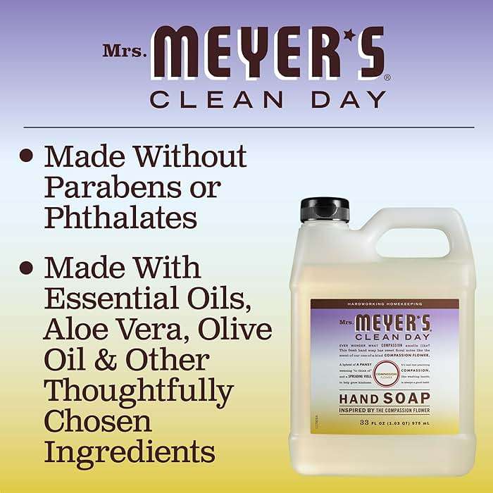 MRS. MEYER'S CLEAN DAY Hand Soap Refill, Compassion Flower Scent, 33 Fl Oz Bottle - Image 5