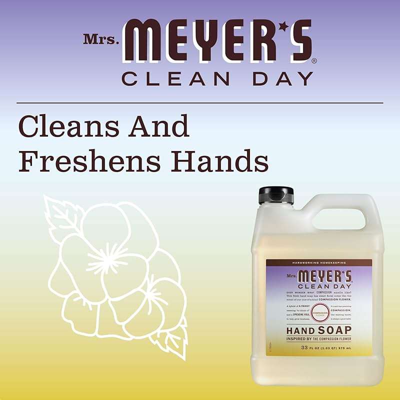 MRS. MEYER'S CLEAN DAY Hand Soap Refill, Compassion Flower Scent, 33 Fl Oz Bottle - Image 6
