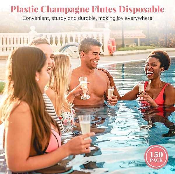 SUREHOME Plastic Champagne Flutes 40 Pack Disposable Champagne Glasses 5oz Clear Plastic Mimosa Glasses Wedding Cocktail Cups Bulk for New Years Eve Party Supplies 2026 Engagement Birthday Decorations - Image 5