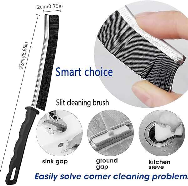 Crevice Cleaning Brush, Bathroom Gap Cleaning Brush, Hard Bristle Brush for Cleaning, Multifunctional Gap Brush, for Blind, Baseboard, Fan, Window or Sliding Door Track (5pcs) - Image 4