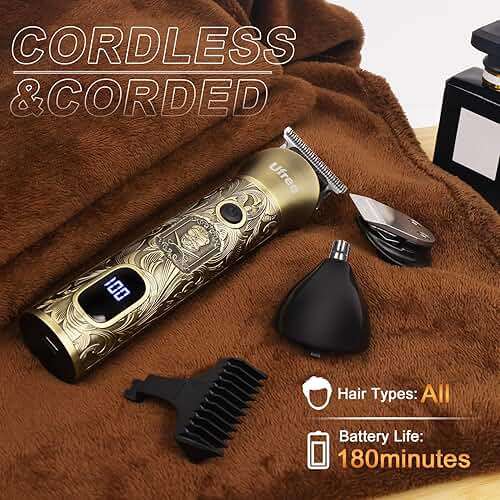Ufree Beard Trimmer for Men with Hair Clipper, Professional Hair Clippers for Men and Hair Trimmers, Cordless Electric Razor Mens Grooming Kit for Nose, Face, Ear, Body, Gifts for Men Husband Father - Image 9
