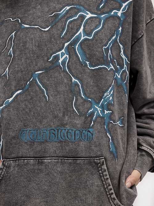 Aelfric Eden Mens Lightning Graphic Hoodies Print Oversized Unisex Streetwear Vintage Hoodie Y2k Sweatshirt Pocket Pullover - Image 8
