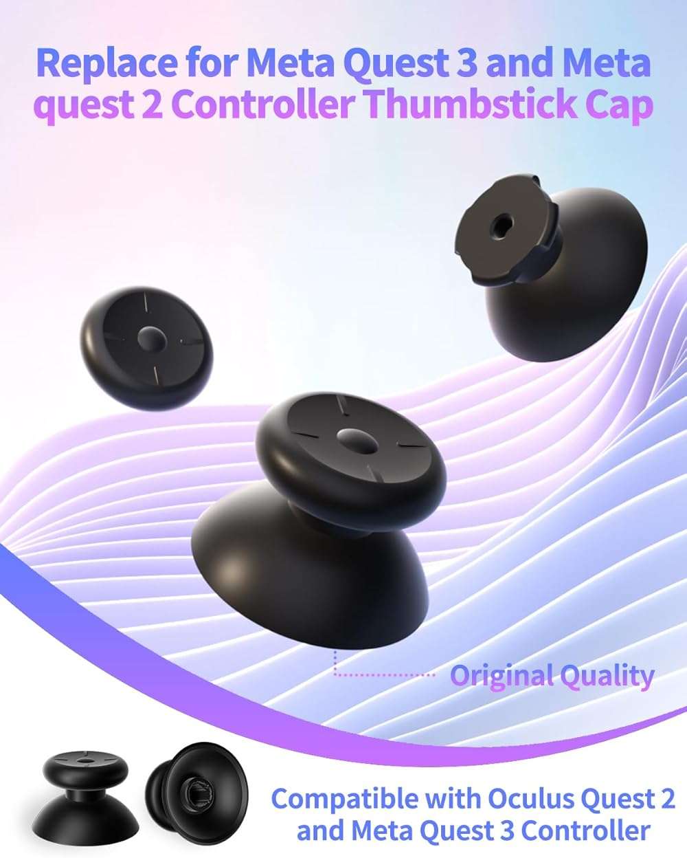 Replacement Kit for Meta Quest 2 Controller/for Oculus Quest 2 Controller(9 in one),Repair Accessories for Oculus Quest 2 Controller,Includes Thumbsticks, Caps, Triangle Tool, and Pry Bar - Image 2