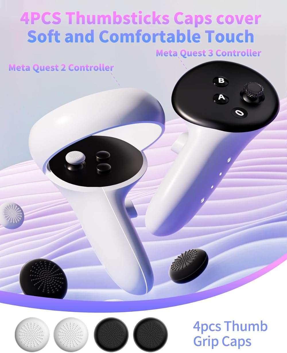 Replacement Kit for Meta Quest 2 Controller/for Oculus Quest 2 Controller(9 in one),Repair Accessories for Oculus Quest 2 Controller,Includes Thumbsticks, Caps, Triangle Tool, and Pry Bar - Image 3