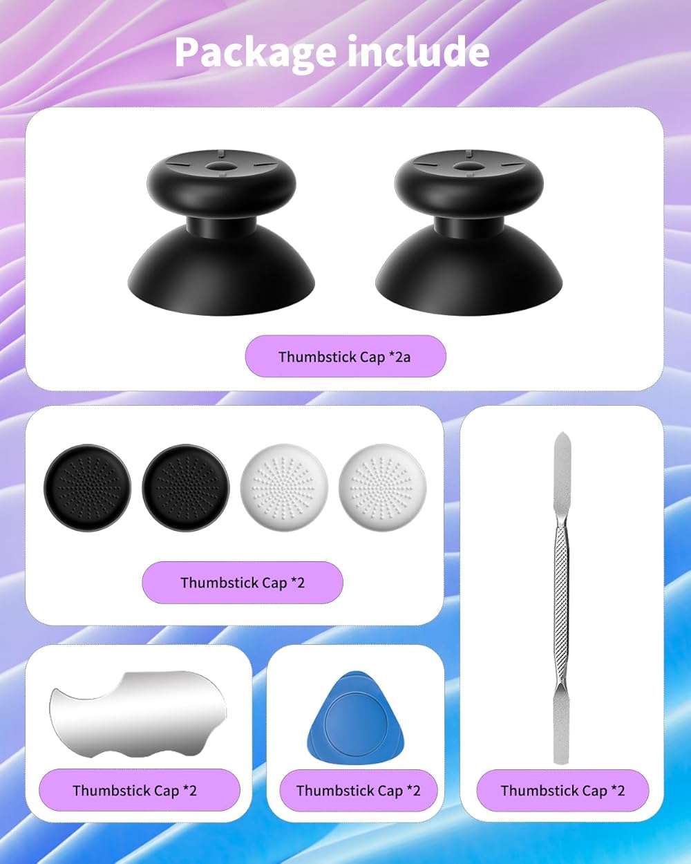 Replacement Kit for Meta Quest 2 Controller/for Oculus Quest 2 Controller(9 in one),Repair Accessories for Oculus Quest 2 Controller,Includes Thumbsticks, Caps, Triangle Tool, and Pry Bar - Image 5