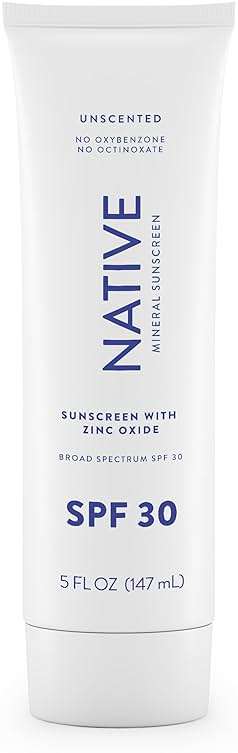 Native Sunscreen SPF 30, Zinc Oxide Dermatologist Tested Suitable for Sensitive Skin & Hawaii Compliant, 5 Ounces | Unscented Sun Protection Lotion, Lightweight & Smooth - Image 1
