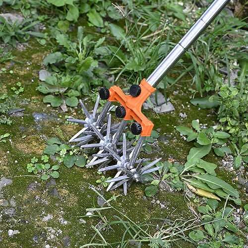 BARAYSTUS Rotary Cultivator Garden Rotary Tiller Adjustable Stainless Steel Poles Hand Tiller for Soil Mixing or Reseeding Grass Lawn Tiller Total Length 57 Inch - Image 8