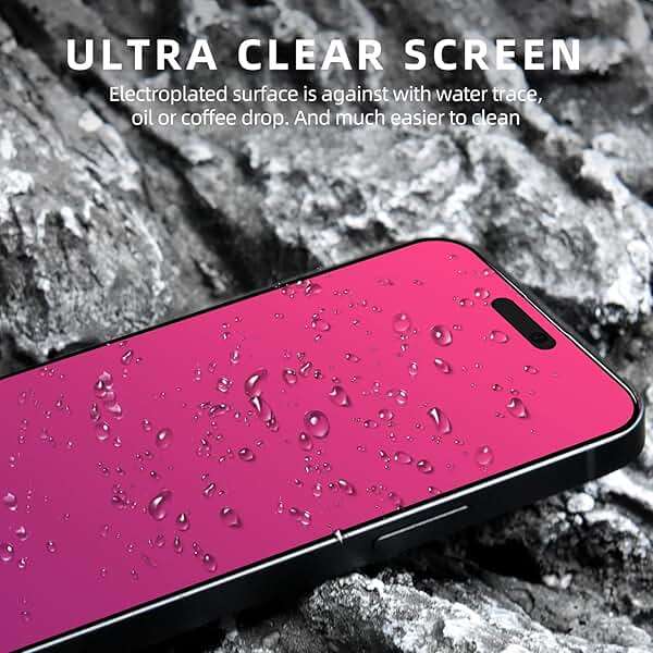 EGKimBa Privacy Screen Protector Compatible with iPhone 15 Pro, 6.1 inch Gradient Colorful Electroplated Anti-Spy Anti-Blue Light Tempered Glass - Image 6