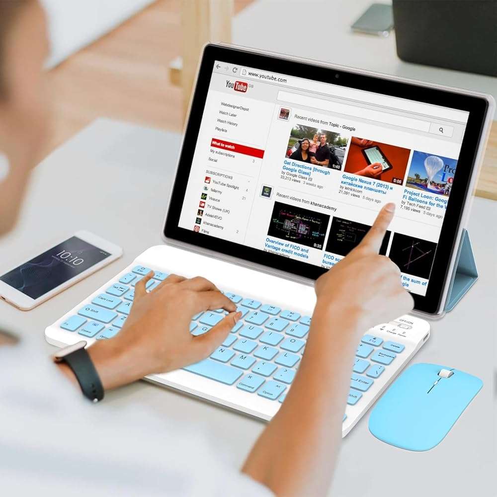 IWEGGO Android 15 Tablet, 10 Inch 18GB RAM+128GB ROM/ 2TB Expandable Tablet, 2.0GHz Quad-core Processor, 1280*800 HD Touch Screen, 5G WiFi6 BT 5.0, 2 in 1 Tablets with Keyboard Case Mouse Stylus Blue - Image 3