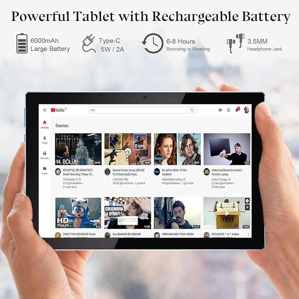 IWEGGO Android 15 Tablet, 10 Inch 18GB RAM+128GB ROM/ 2TB Expandable Tablet, 2.0GHz Quad-core Processor, 1280*800 HD Touch Screen, 5G WiFi6 BT 5.0, 2 in 1 Tablets with Keyboard Case Mouse Stylus Blue - Image 4