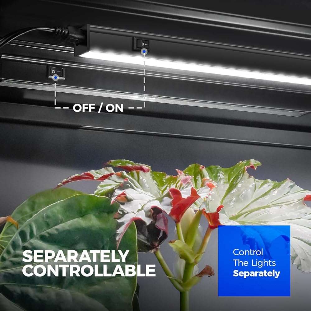 Barrina T5 Grow Lights for Indoor Plants, Full Spectrum Grow Light, 1ft LED Plant Light, Black Cover LED Grow Light Strips, 3 Mounting Modes, Magnetic Installation, Plug and Play, 5000K, 4 Packs - Image 4