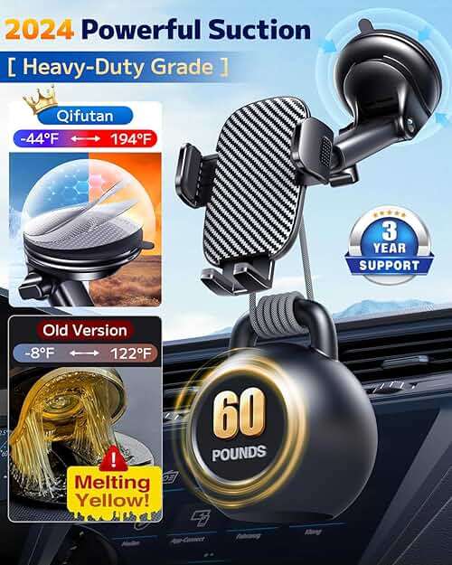 Qifutan Car Phone Holder Mount Phone Mount for Car Windshield Dashboard Air Vent Universal Hands Free Automobile Cell Phone Holder Fit for iPhone Smartphone Camera Mounts - Image 4