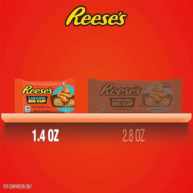 REESE'S Big Cup Caramel Milk Chocolate Peanut Butter Cups, Candy Packs, 1.4 oz (16 Count) - Image 3