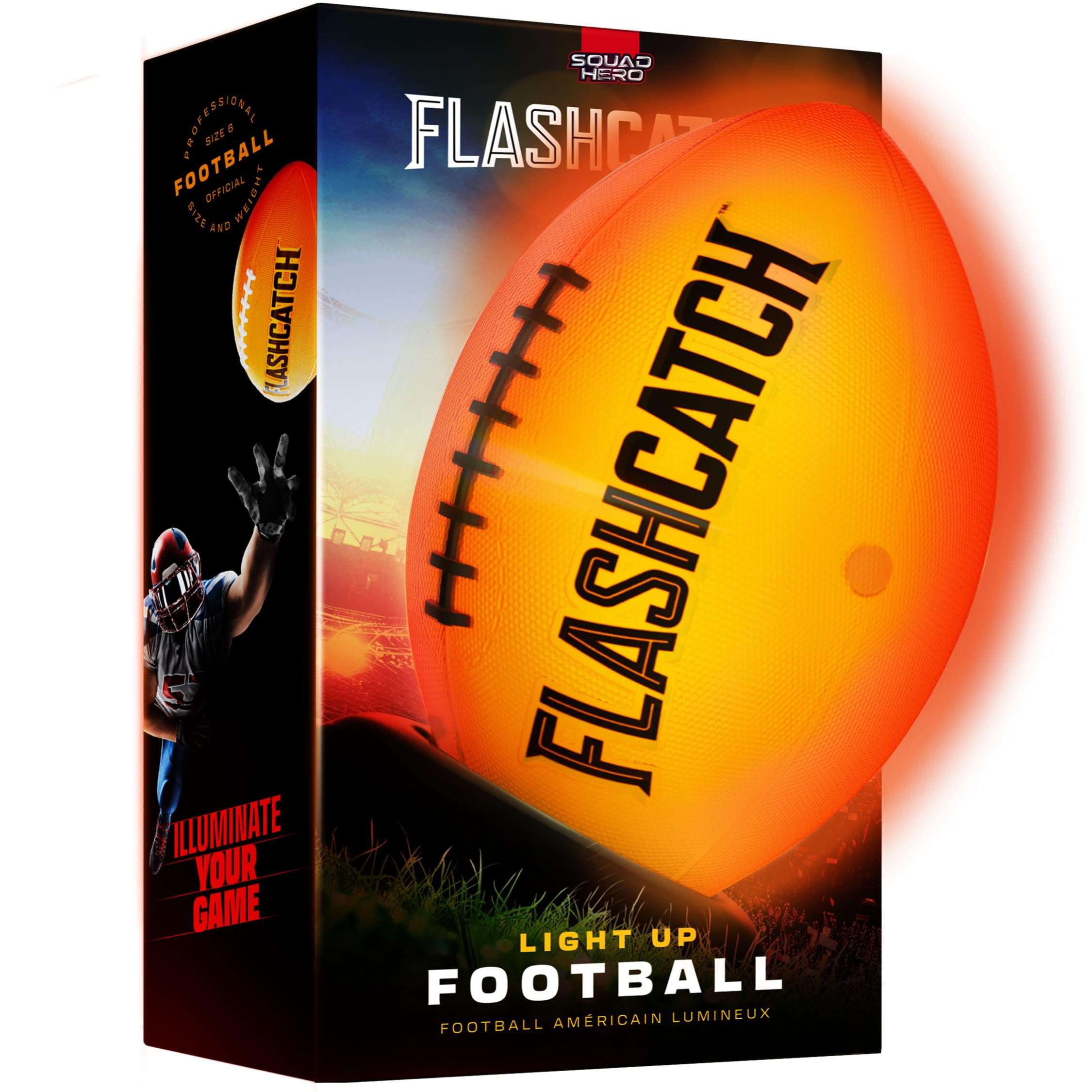 Light Up Football - Glow in the Dark Ball - NO 6 - Boys Gifts - Outdoor Sports, Birthday Gifts for Boys 8-15+ Year Old - Kids Teenage Youth Gift Ideas - Boy Toys Stuff Ages 8 9 10 11 12 13 14 15 - Image 1