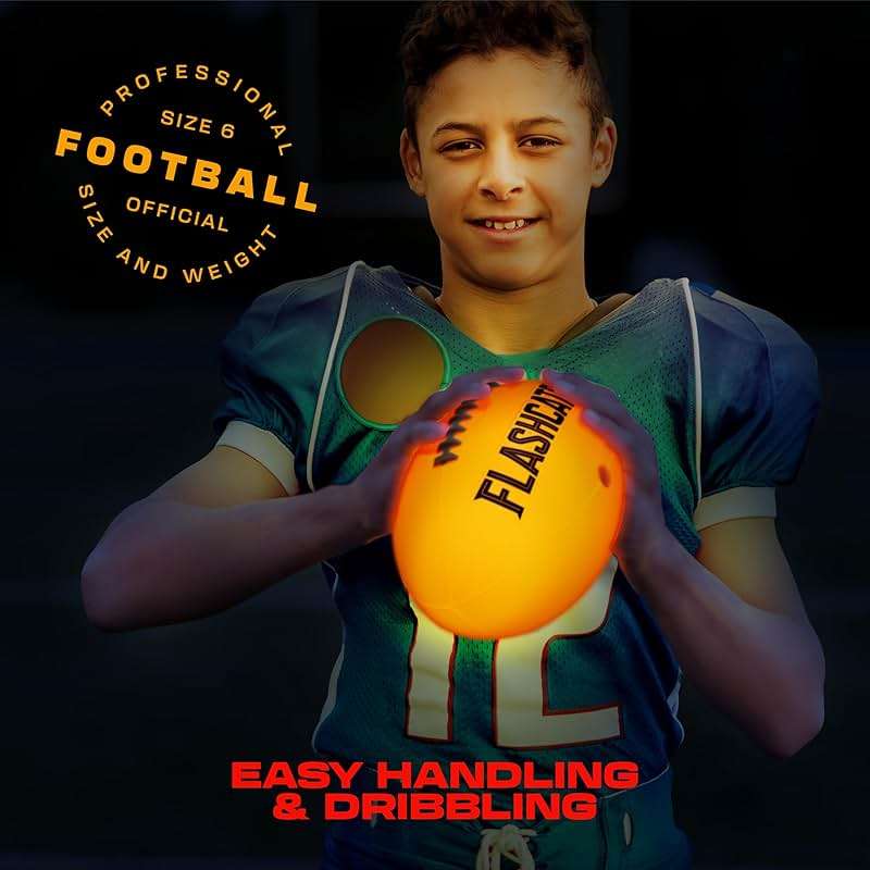 Light Up Football - Glow in the Dark Ball - NO 6 - Boys Gifts - Outdoor Sports, Birthday Gifts for Boys 8-15+ Year Old - Kids Teenage Youth Gift Ideas - Boy Toys Stuff Ages 8 9 10 11 12 13 14 15 - Image 6