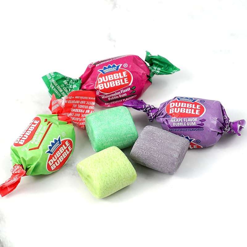 Dubble Assorted Fruit Flavored Bubble Gum - 2 Pound Bulk Bag (Approx. 140 Pieces) - Individually Wrapped Gum - The Hampton Popcorn & Candy Company (Assorted Fruit Flavored - Multi Colored) - Image 4