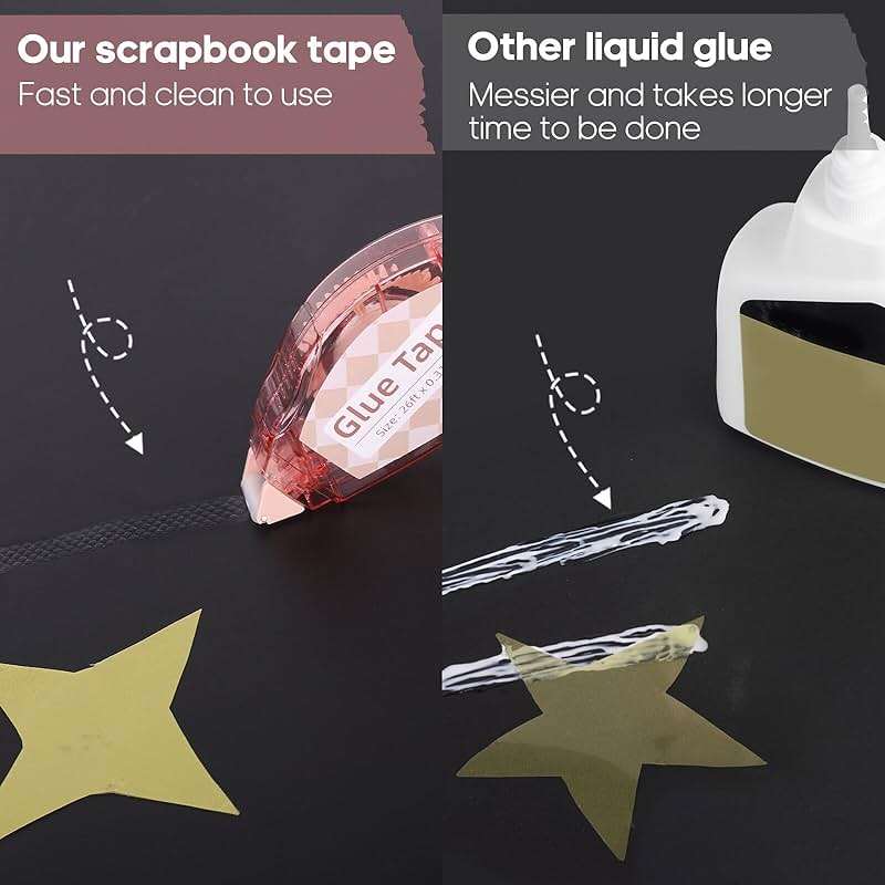 Secopad Scrapbook Tape, 4 Pack Double Sided Tape Roller for Crafts, Adhesive Glue Runner Scrapbooking Supplies Journaling School Office Teacher Supplies, 0.3IN x 26FT, Clear Light-Colored Shell - Image 3