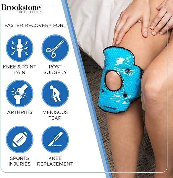 Brookstone Knee Ice Pack Wrap with Silica Beads - Hot & Cold Therapy for Pain Relief - Reusable Ice Packs for Knees for Swelling, Injuries & Post-Surgery Recovery, Ideal Mothers Day Gift, Azure Blue - Image 3