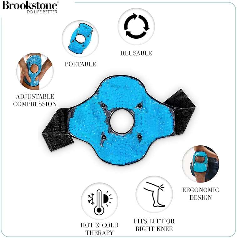 Brookstone Knee Ice Pack Wrap with Silica Beads - Hot & Cold Therapy for Pain Relief - Reusable Ice Packs for Knees for Swelling, Injuries & Post-Surgery Recovery, Ideal Mothers Day Gift, Azure Blue - Image 4