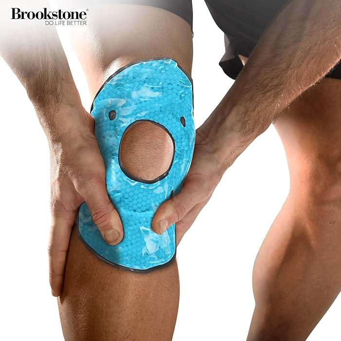 Brookstone Knee Ice Pack Wrap with Silica Beads - Hot & Cold Therapy for Pain Relief - Reusable Ice Packs for Knees for Swelling, Injuries & Post-Surgery Recovery, Ideal Mothers Day Gift, Azure Blue - Image 5