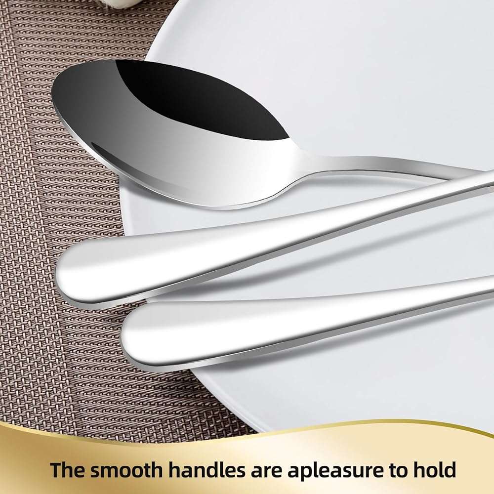 12 Pieces Spoons and Forks Set,Food Grade Stainless Steel Flatware Cutlery Set,6 Forks(6.8 inch) and 6 Spoons(6.6inch) Silverware Set for Home,Kitchen,Restaurant-Mirror Polished & Dishwasher Safe - Image 4